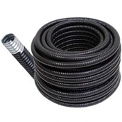 تصویر لوله فلکسی (خرطومی) فلزی روکشدار مشکی سایز 36 تهران فلکس - سیم کابل برق-تلفن-دوربین مداربسته-کابل فیبر نوری Flexi pipe (hose), black coated metal, size 36 tehran flex