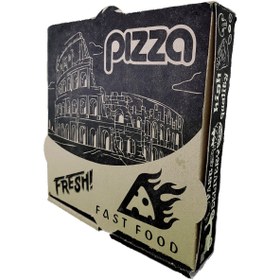 تصویر جعبه پیتزا مقوا دولایه (سبک)سایز ۲۳×۲۳ طرح عمومی(بسته ۱۰۰ تایی) 