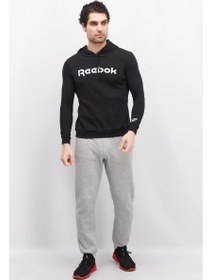 تصویر بلوز ورزشی مردانه با کلاه و آستین بلند مناسب برای فضای باز، رنگ مشکی برند reebok Men Sportswear Fit Hooded Long Sleeve Outdoor Sweatshirts, Black