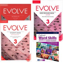 تصویر مجموعه 4 جلدی کتاب ایوالو 3 Evolve 3 Student’s Book + Workbook + Video Book + Oxford Word Skills Intermediate