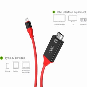 تصویر . کابل HDMI به TYPEC اورجینال برند ایکس_او XOGB005 - مشکی_قرمز XO-GB005 Type-C Cable To HDMI 4K 2M