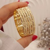 تصویر دستبند طلا روس پک ۶ عددی زنانه 