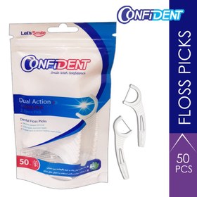 تصویر نخ + خلال دندان کمانی نعنایی کانفیدنت 50 متر کد F4.01 