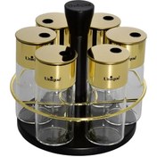 تصویر ست ادویه گردان یونیک مدل UN-1640 ظرفیت ۶ عددی طلایی 