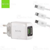 تصویر شارژر دیواری باوین Bavin PC388Y QC3 Charger توان 2.4 آمپر و همراه با کابل 