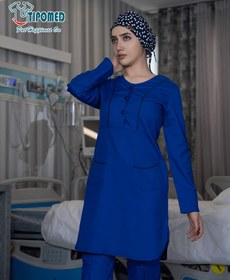 تصویر اسکراب پزشکی زنانه مدل Sun93 – رنگ آبی کاربنی 