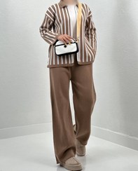 تصویر ست بلوز شلوار بافت زنانه فری سایز رنگ طوسی 