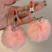 تصویر گیره نیپل وارداتی دارای پیچ تنظیم شونده و آبکاری شده استیل با سری سیلیکونی مدل پوم پوم - صورتی Nipple clamp