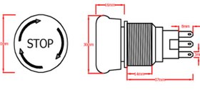 تصویر کلید فشاری ( شستی) استپ قارچی 220V برند JBH (همراه با سوکت) 