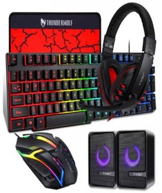 خرید و قیمت 4 In 1 Gaming Set With LED Backlit Keyboard Mouse