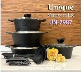 تصویر سرویس قابلمه 11 پارچه یونیک _مشکی ا unique pot service 11 pieces _black unique pot service 11 pieces _black