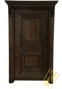 تصویر درب تمام چوب لوکس با چهارچوب و تاج روکش بلوط دو قاب برجسته کد308 