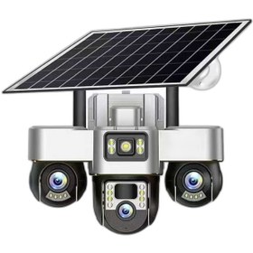 تصویر دوربین امنیتی خورشیدی سه لنز متحرک ۱۰X زوم 