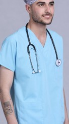 تصویر ست اسکراب پزشکی سیزگی آبی روشن 