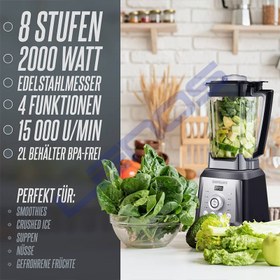 تصویر مخلوط کن حرفه ای هنریچ مدل HPM8160 ظرفیت ۲ لیتر با کاسه پیرکس ۸ سرعته 