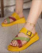 تصویر صندل زنانه چرم طبیعی کد 222 رنگ زرد 