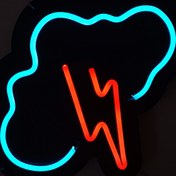 تصویر نئون مینیمال طرح ابر و رعد و برق minimal neon of cloud and thunder