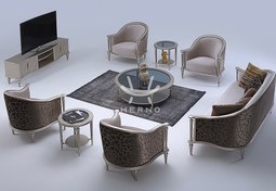 تصویر مبل ۷ نفره گلاریس بژ نقره ای 