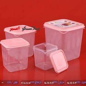 تصویر جاحبوباتی مربع اپل تاپ (4عددی) Food Container