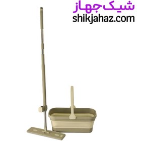 تصویر ست سطل و طی زمین شوی سیلیکونی یونیک مدل تاشو کد UN2508 Unique folding bucket and floor wash set