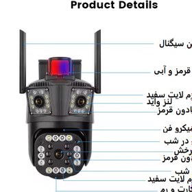 تصویر دوربین مداربسته مینی اسپیددام ۳ لنز سیمکارتی مدلv380 wifi cameras 3lenz V380