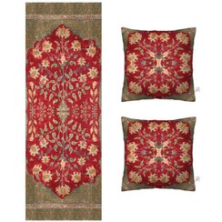تصویر پکیج ست 3 تکه کد دایانا 2 عدد کاور کوسن مخمل 40*40 + 1 عدد رانر مخمل 40*140