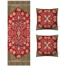 تصویر پکیج ست 3 تکه کد دایانا 2 عدد کاور کوسن مخمل 40*40 + 1 عدد رانر مخمل 40*140