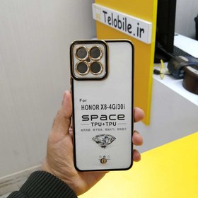 تصویر قاب شفاف دور رنگی Space محافظ لنزدار Honor X8 4G - مشکی 