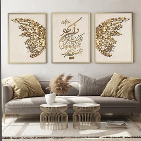 تصویر تابلو دکوراتیو ۳تیکه مدرن طرح وان یکاد پروانه کد ۰۰۳۰ 