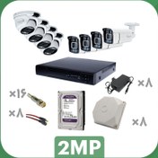 تصویر پکیج AHD هشت دوربین 2مگاپیکسل 