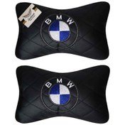 تصویر پشت گردنی صندلی BOB طرح بی ام و چرم مشکی دو عددی 