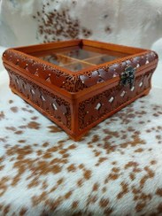 تصویر جعبه و جای لوازم التحریر، دمنوش و.. چرم و آیینه 