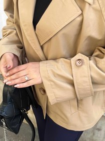 تصویر ترنج کت زنانه خزان ضدآب - کرم تیره / ۶۵ سانت khazan