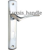 تصویر دستگیره یک تکه همراه با قفل و توپی - کروم (نقره ای) 