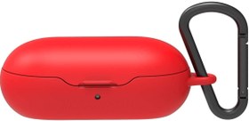 تصویر Keyanswer PC Case for Galaxy Buds Wireless 2019 / Galaxy Buds+ Plus 2020, Hard Protective Ring Case with Carabiner, Full Body Protection, Egg Case (Red) 