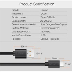 تصویر کابل شارژ تبلت و موبایل لنوو مدل TYPE C 