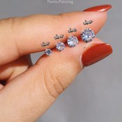 تصویر پیرسینگ نگین سفید سایز ۳ تا ۶ میل 