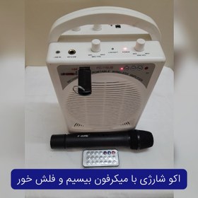 تصویر اکو آمپلی فایر شارژی فلش خور FC 117 UBبا میکرفون بیسیم Wireless Amplifier Rechargeable Portable