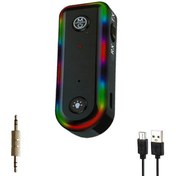 تصویر گیرنده بلوتوث انزو مدل Q3 Q3 2 in 1 AUX Bluetooth audio receiver and transmitter 5.3 RGB adapter Car