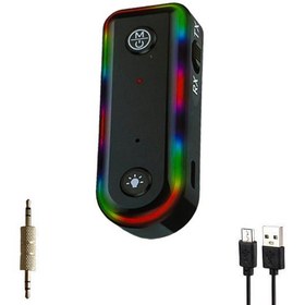 تصویر گیرنده بلوتوث انزو مدل Q3 Q3 2 in 1 AUX Bluetooth audio receiver and transmitter 5.3 RGB adapter Car