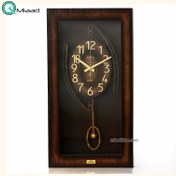 تصویر ساعت دیواری آرتا Arta کد 1212، ساعت دیواری چهارگوش چوبی، دارای پاندول و اعداد لاتین و موتور آرامگرد 