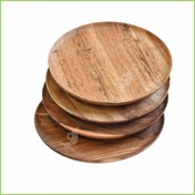 تصویر بشقاب چوبی گرد از چوب گردو - قطر 15 