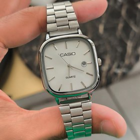 تصویر ساعت ست کاسیو مستطیلی - ساعت ست کاسیو کلاسیک سیلور - ساعت کاسیو صفحه سیلور - Casio Classic - کد 0026 