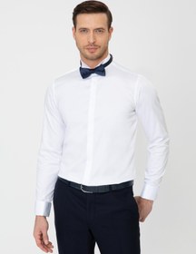 تصویر پیراهن رسمی مردانه اسلیم سفید کاشارل 
