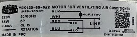 تصویر موتورفن کندانسورکولرگازی 65وات اجنرال-YDK-120-65-6A2 