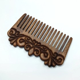 تصویر شانه چوبی منبت کاری طرح گل کد HG-136 