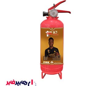 تصویر کپسول آتش نشانی 1 کیلوگرمی پودر و گاز کارا طرح رئال مادرید (B) 1kg powder and gas fire extinguisher, Real Madrid design (B)