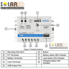 تصویر شارژ کنترلر خورشیدی 5 آمپر EPsolar pwm LS0512EU charge controller 5A/h 12v Epsolar PWM LS0512EU series