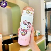 تصویر فلاسک نی دار مدل کیتی برند سانریو sanrio-hello-kitty-straw-flask-pink-gradient