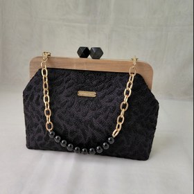 تصویر کیف دهانه چوبی الماسی 